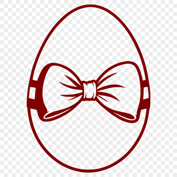 A colorful hand-drawn Easter egg with a ribbon bow, suitable for crafting and design projects.