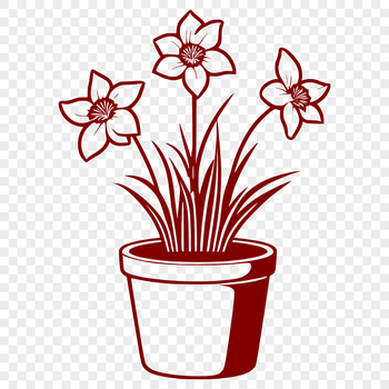 A detailed illustration of a single daffodil flower in a pot, suitable for design and crafting projects.