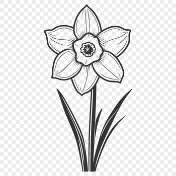 Close-up illustration of a single daffodil flower with yellow petals and white center.