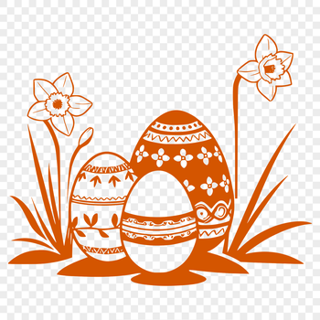 A colorful illustration of a stylized Easter egg surrounded by spring flowers, perfect for digital crafting.