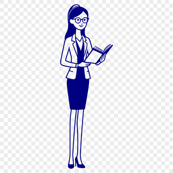 A simple illustration of a woman in a teaching role, designed as vector art for various uses.