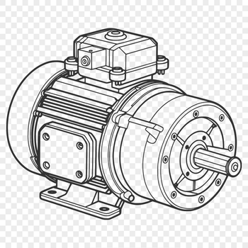 A detailed illustration of a motor with moving parts, suitable for technical diagrams and presentations.