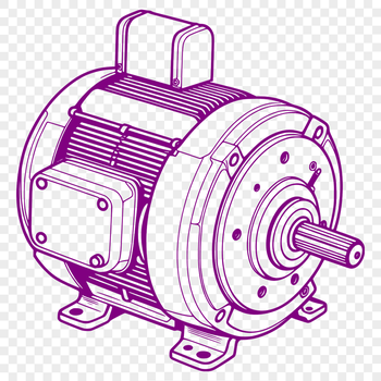 A detailed illustration of a mechanical motor with various components, suitable for use in technical designs and documents.