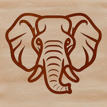 A simple line drawing illustration of an elephant's head, suitable for various graphic design applications.