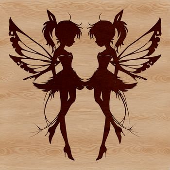 A simple outline illustration of a mythical fairy in profile.
