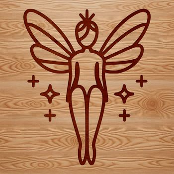 An illustration of a fairy in a stylized design, rendered as vector art for versatile use.