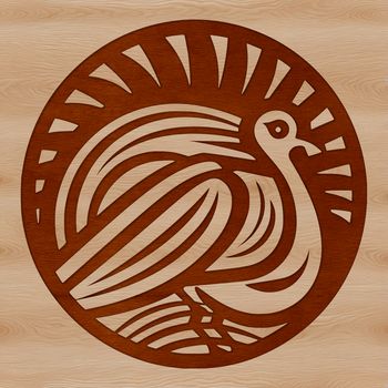 A digital illustration of a domesticated turkey, commonly raised on farms for meat.