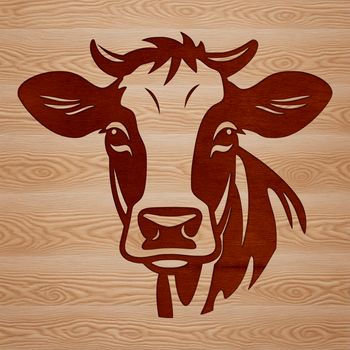 A detailed illustration of a young cow's head with visible features and textures.