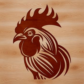 A rooster standing on farm land, representative of a common farm animal.