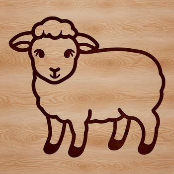 A simple line drawing of a sheep, suitable for vector art and design projects.