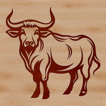 A black and white illustration of a cow standing in a field, suitable for vector graphics.