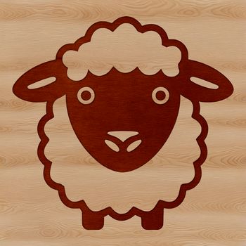 Simple line drawing of a farm animal, a sheep, suitable for cutting machine designs.