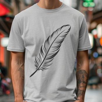 An isolated design of a feather created with scalable lines and shapes, suitable for digital applications.