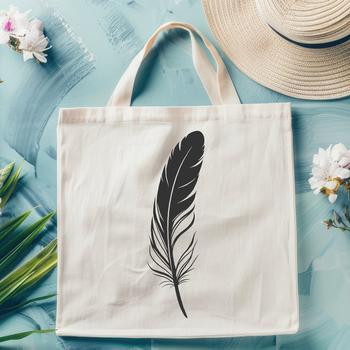 A stylized illustration of a feather, created as a vector graphic using SVG format.