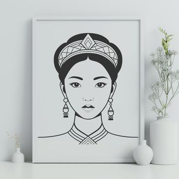 Illustration of a princess in elegant attire, ideal for use with cutting machines like Cricut.