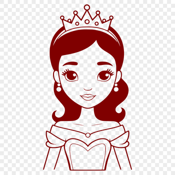 An illustrated princess character created as a graphic element for digital projects and cutting machines like Cricut.