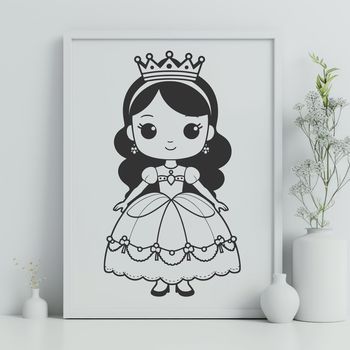An illustration of a girl in a princess costume, created as an editable SVG file.