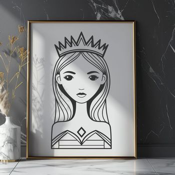 A young female character dressed as a princess, suitable for use in digital design projects.