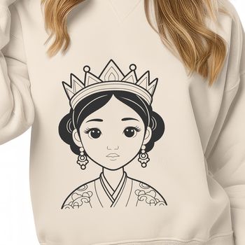 A digital illustration of a young female princess in a flowing gown, suitable for use as clip art or vector design element.