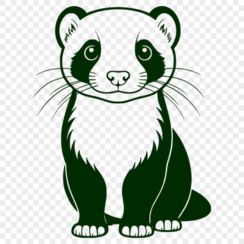 A detailed vector illustration of a ferret, suitable for cutting out with a Cricut or laser cutter.