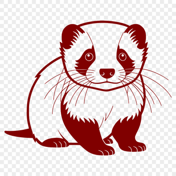A digital illustration of a ferret in simple outline form.