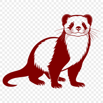 A ferret sitting in a circular frame, suitable for commercial use.