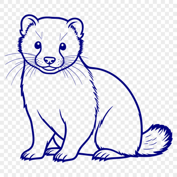 A simple illustration of a small furry animal with a long body and short legs.