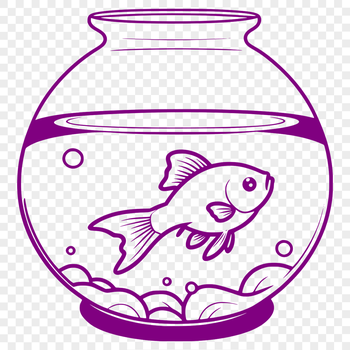 A stylized illustration of a goldfish in a fishbowl, suitable for vector art designs.
