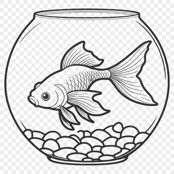 A small domesticated goldfish in a fish bowl.