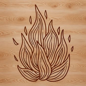 A stylized shape of flames in a vector design format.