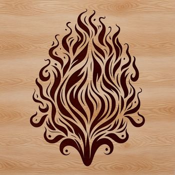 A stylized vector graphic illustration of flames in various shapes.