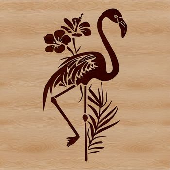 A single flamingo standing on one leg, surrounded by ornate floral patterns, ideal for use in digital projects.