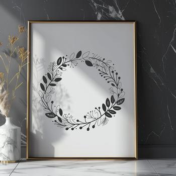 A floral wreath design created using vector graphics.