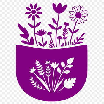 A stylized illustration of a wild flower pocket design, suitable for cutting machines like Cricut.