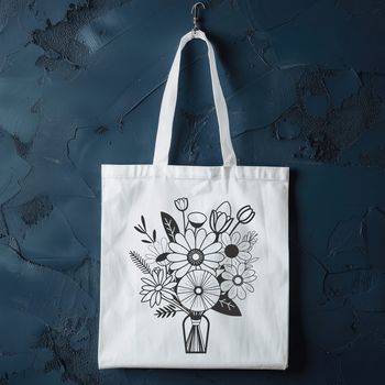 A vector floral design featuring a cluster of flowers tied with a ribbon.