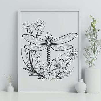A colorful dragonfly with intricate details, perfect for digital design and cutting machine projects.