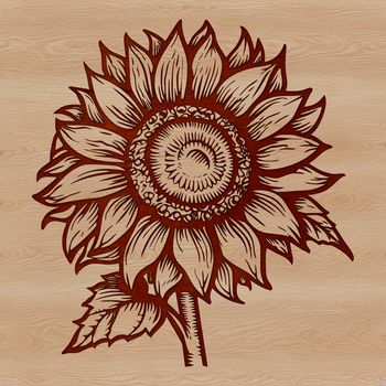 A high-quality vector illustration of a single sunflower with large yellow petals and dark center.