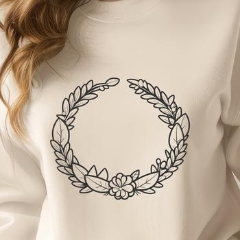 A digital template featuring a stylized floral pattern forming a circular shape.