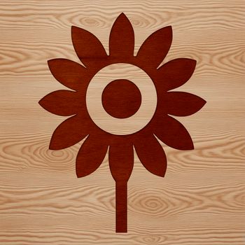 A simple line drawing of a sunflower with large yellow petals and a dark center, suitable for gardening and nature themes.
