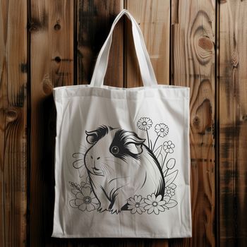 A vector illustration of a guinea pig in a floral setting.