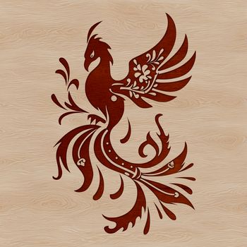 A stylized illustration of a mythical phoenix with floral elements, suitable for vector design.