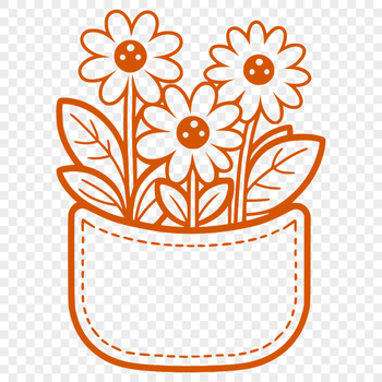A colorful illustration of a wild flower in a pocket, suitable for vector art and digital cutting.