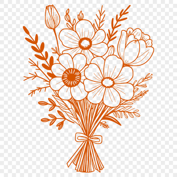 An illustration of a bouquet with various types of flowers.