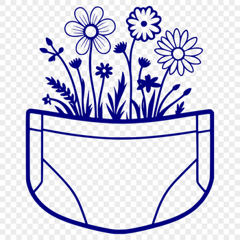 A vector graphic of a floral patterned pocket with intricate details suitable for digital designs and cut-out projects.