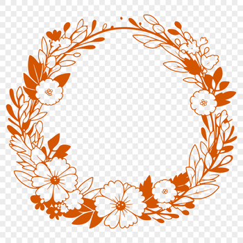 A floral wreath design made from intricately drawn vector shapes suitable for digital cutting machines.