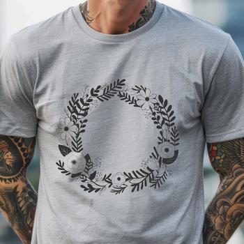A decorative floral wreath created as a vector design using a cutting machine.