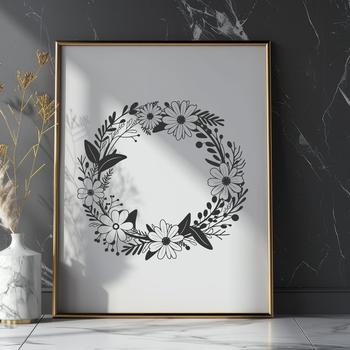 A floral wreath design created using vector art, suitable for cutting machines like Cricut or laser cutters.
