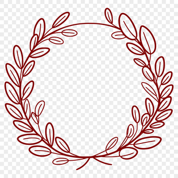 A floral design element in the form of a circular wreath made up of various flowers and foliage.