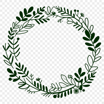 A decorative floral wreath made up of intricate, interconnected elements.