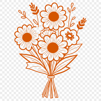 A stylized bouquet of flowers in various colors, suitable for digital use.